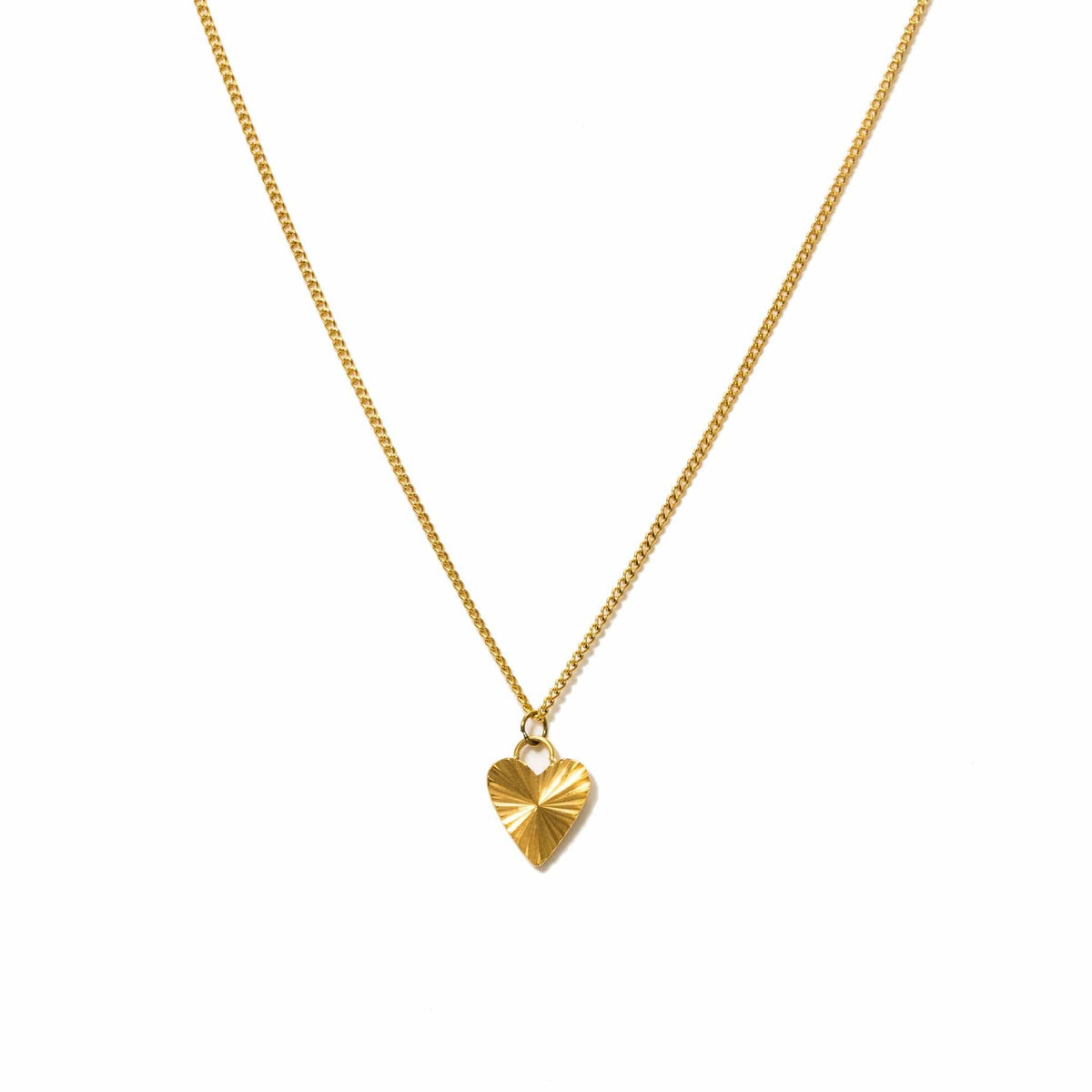 Fluted Heart Necklace | Minimalist Gold Pendant | 18K PVD