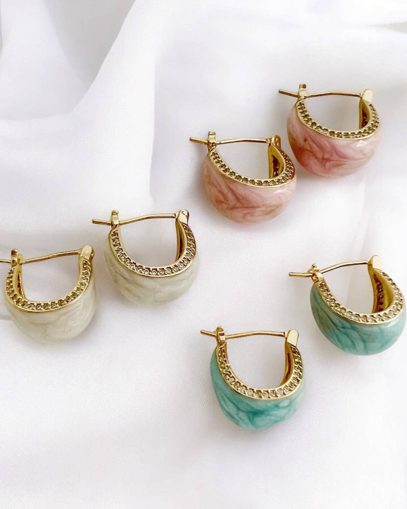 Palmer Colorful Enamel Hoops Earrings Gold Filled