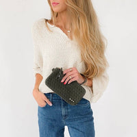 Suede Emma Woven Clutch Wristlet