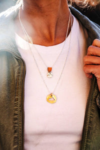 Mini Mountain on Sterling Silver Chain w/ Leather Attachment