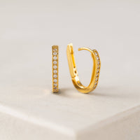 Solana Paperclip Hoop Earrings | Pavé Hoops | Gold-Plated