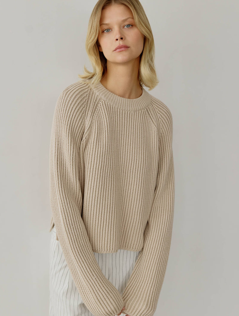 The Devin Sweater | Two Tone Cropped  Ribbed Sweater