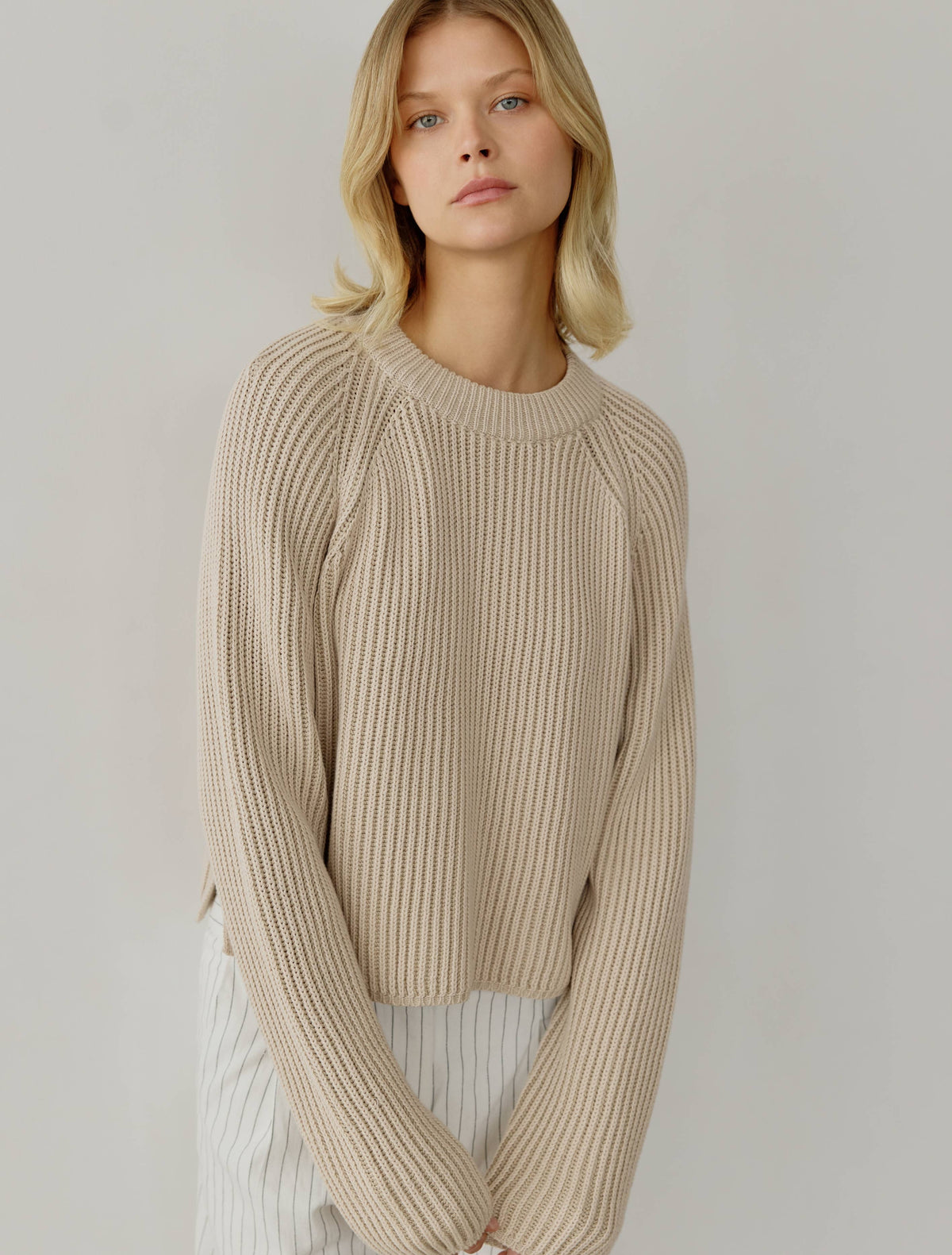 The Devin Sweater | Two Tone Cropped  Ribbed Sweater