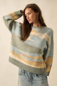 Beach Landscape Jacquard-Knit Sweater