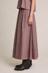 Striped Linen Blend Midi Skirt