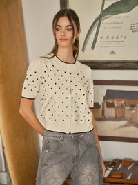Wool Mix Polka Dot Cardigan