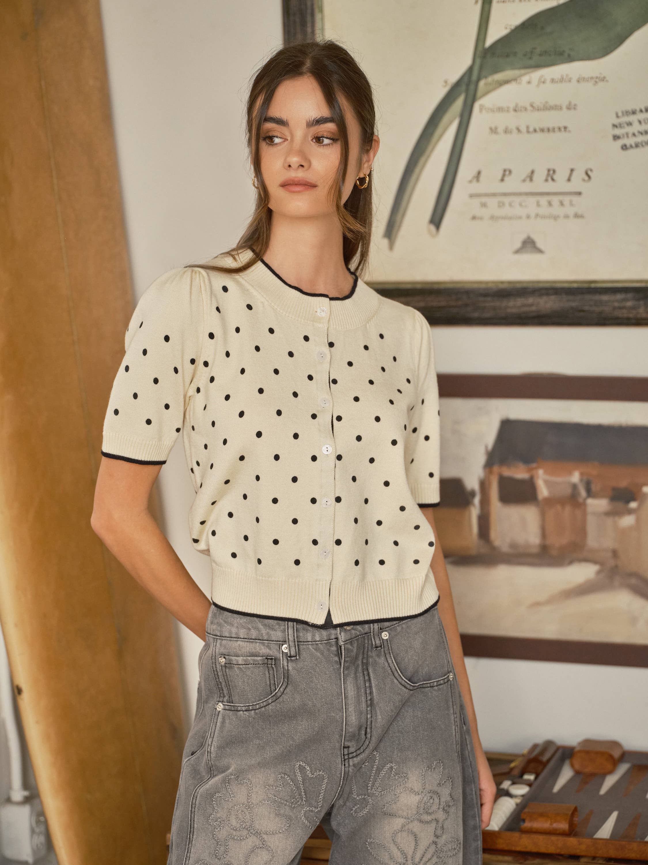 Wool Mix Polka Dot Cardigan