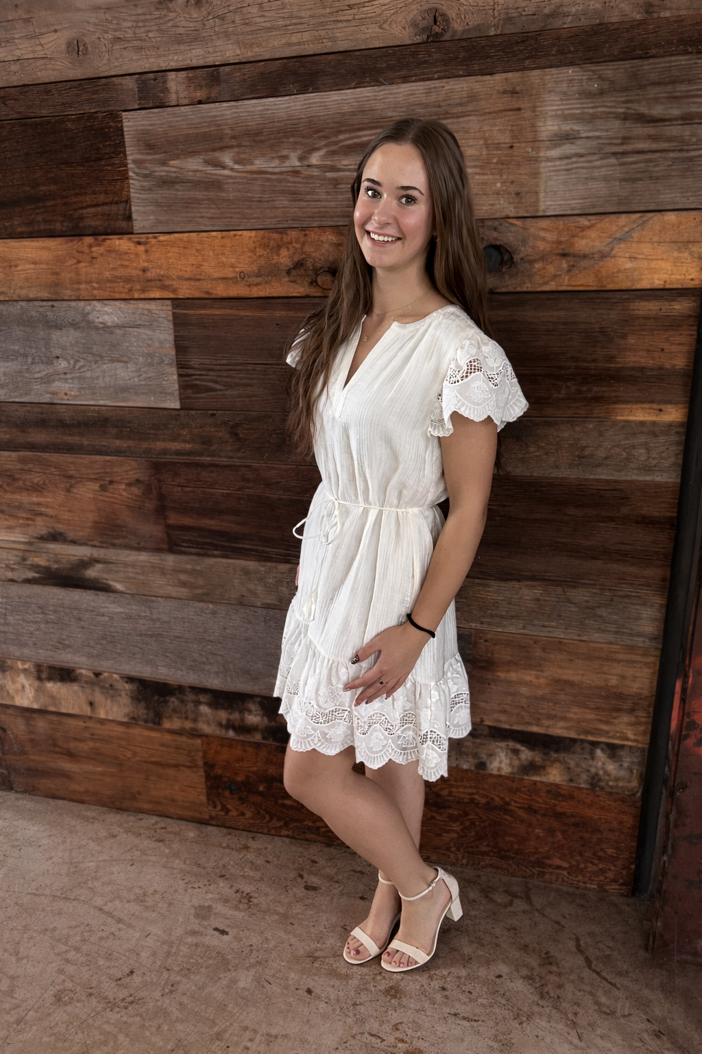 Mini Dress Eyelet Detail