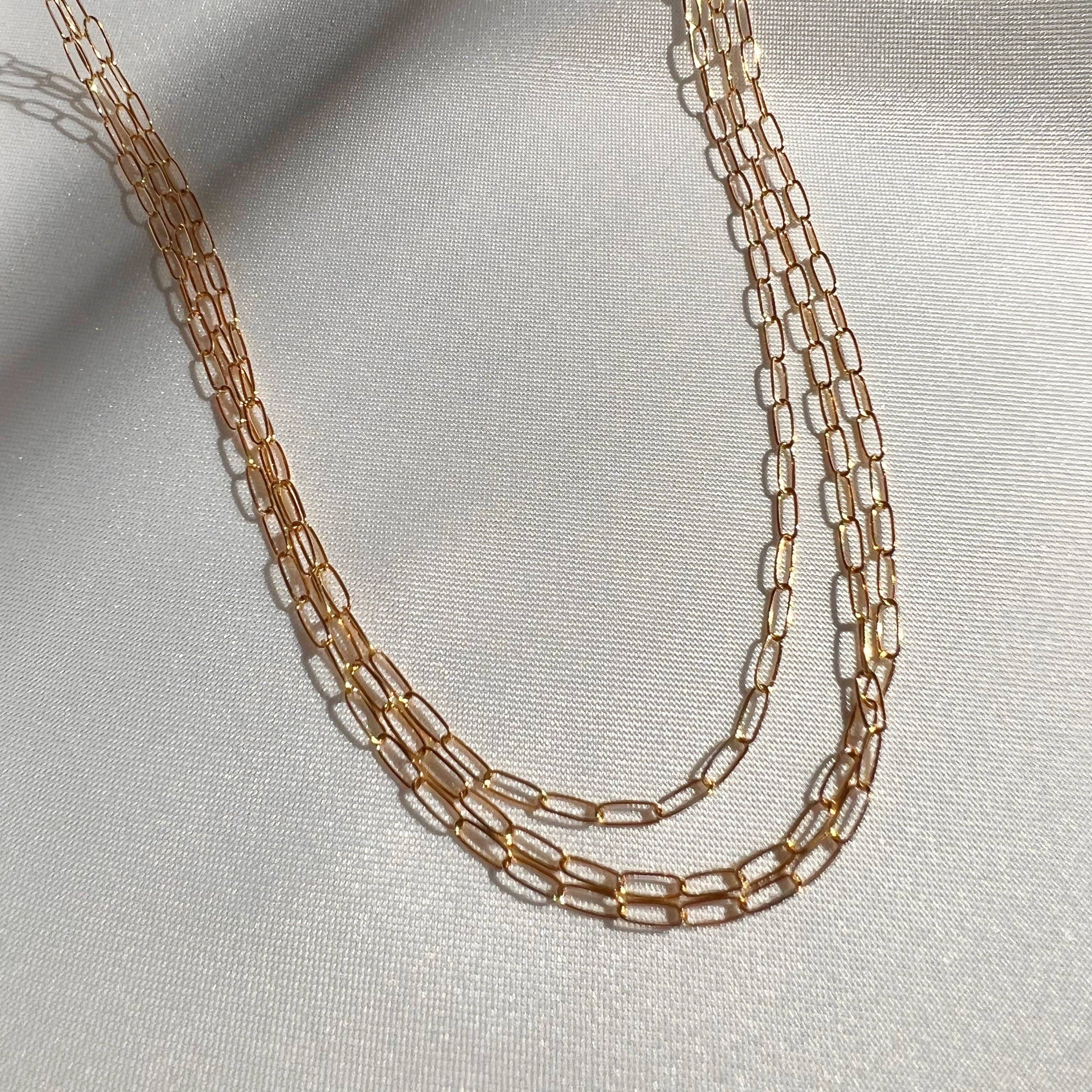 Rose Dainty Paperclip Layering Chain Necklace Gold Filled