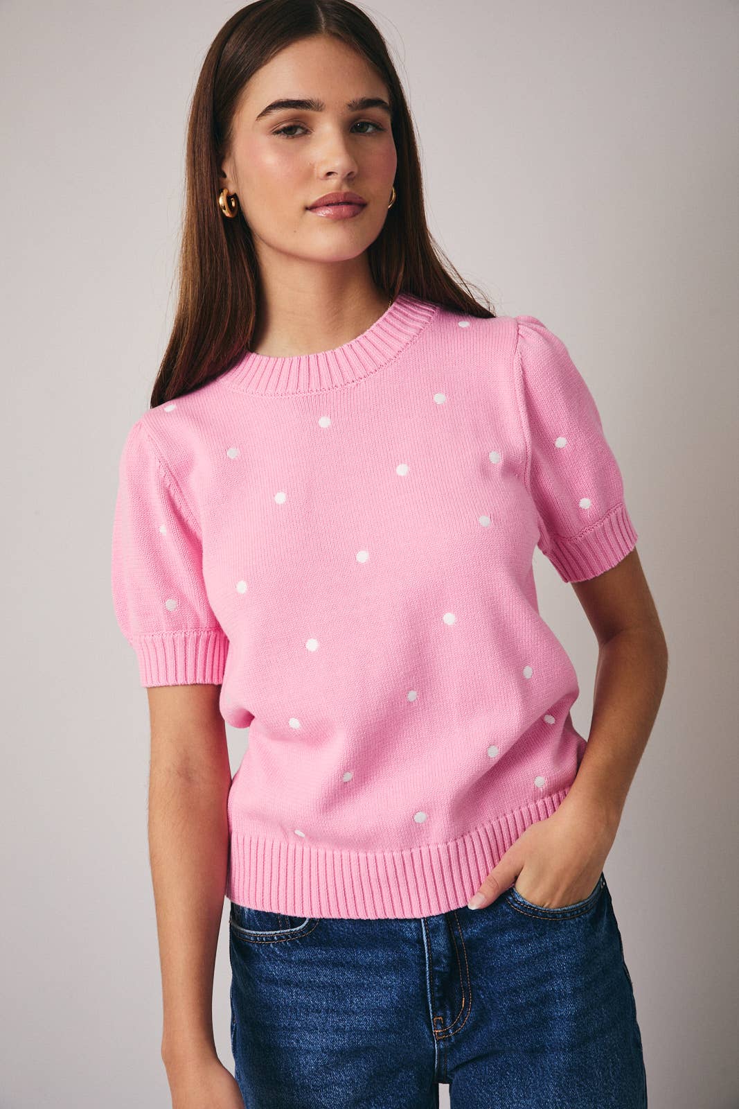 Polka Dot Embroidered Sweater