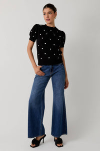 Polka Dot Embroidered Sweater