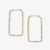 Athena Rectangle Bar Thin Hoop Earrings Brass