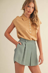 Cap Sleve Collared Sweater Vest