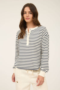 Stripe Snap Button Henley