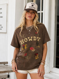 Howdy Retro Western Mineral Brown T-Shirt
