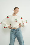 3D CHERRY CHUNKY KNIT SWEATER