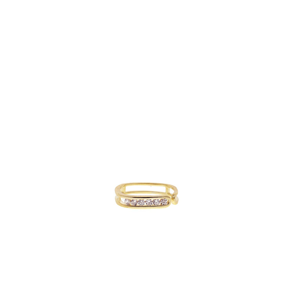 Pave geo open bar adjustable ring