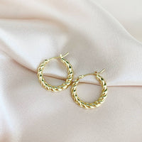 Day Break Braided Hoops Earrings Gold Filled