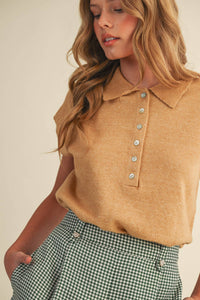 Cap Sleve Collared Sweater Vest