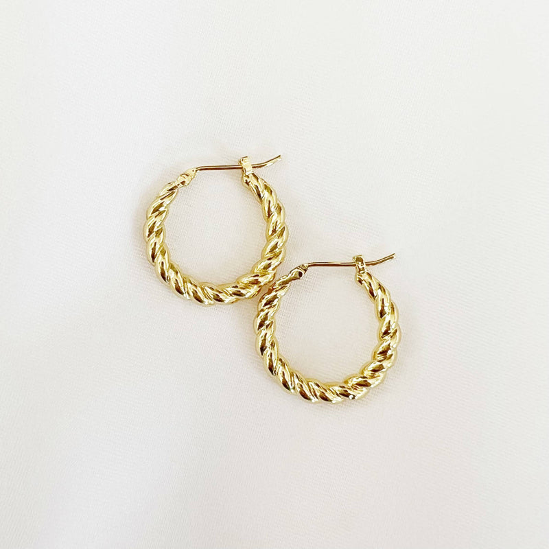 Day Break Braided Hoops Earrings Gold Filled