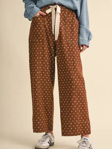 Polka Dot Wide Leg Cropped Pants