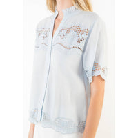 Short Sleeve Lace Detailing Top