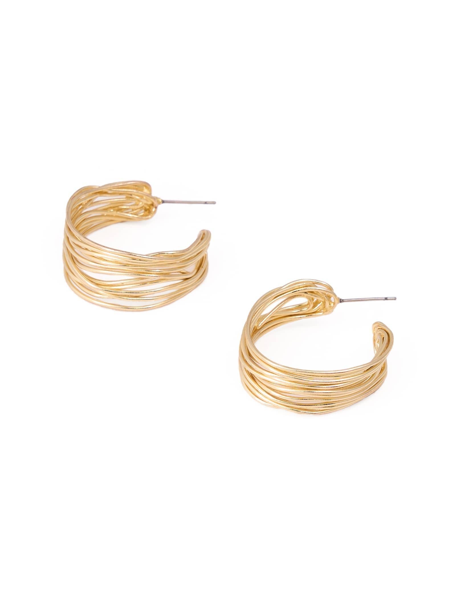 Della Multi Band Hoop Earrings Brass