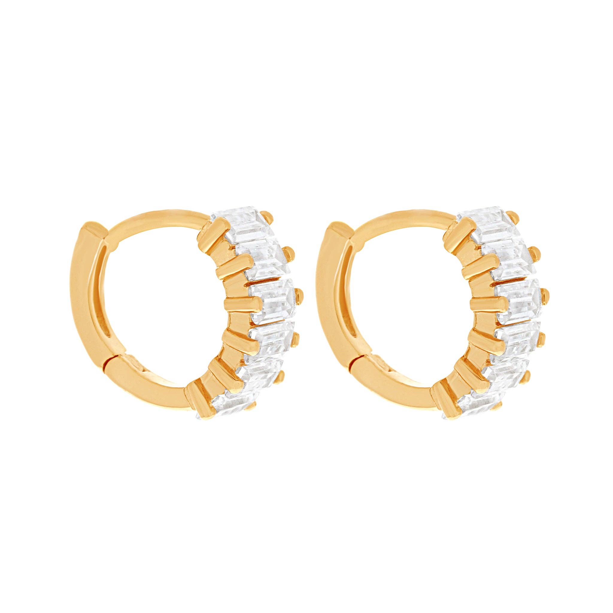 Bling Baguette Huggie Hoops