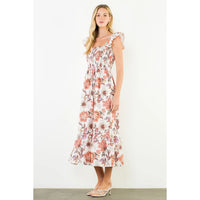 Ruffled Sleeve Floral Dress