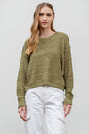 EXPOSED SEAM DROP SHOULDER PULLOVER SWEATER