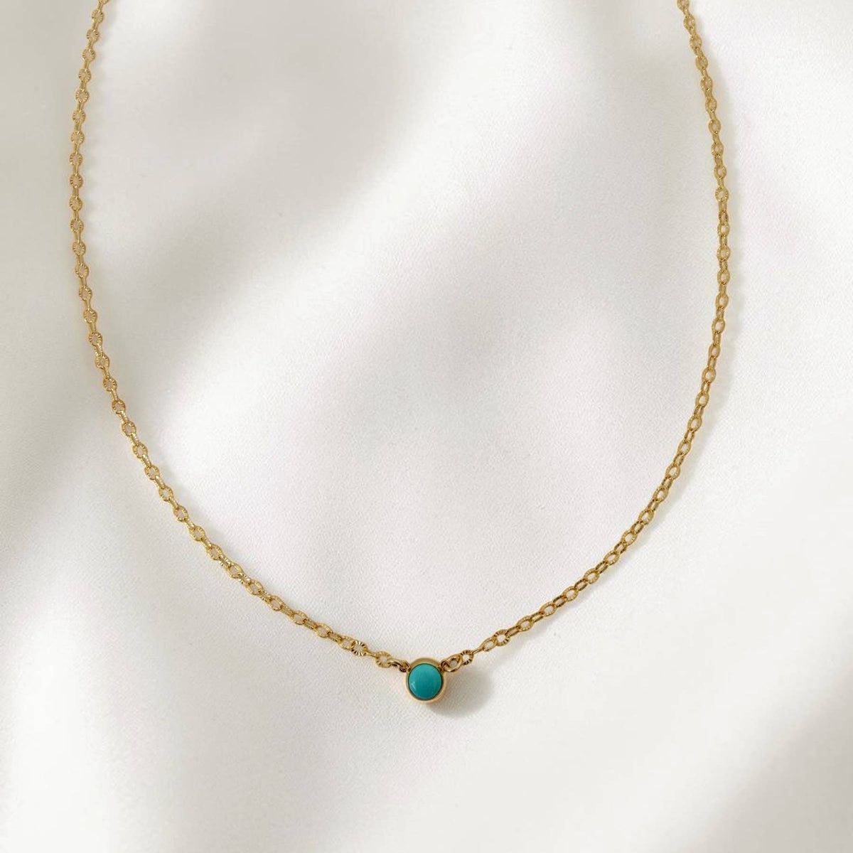 Sorrento Turquoise Solitaire Necklace Gold Filled