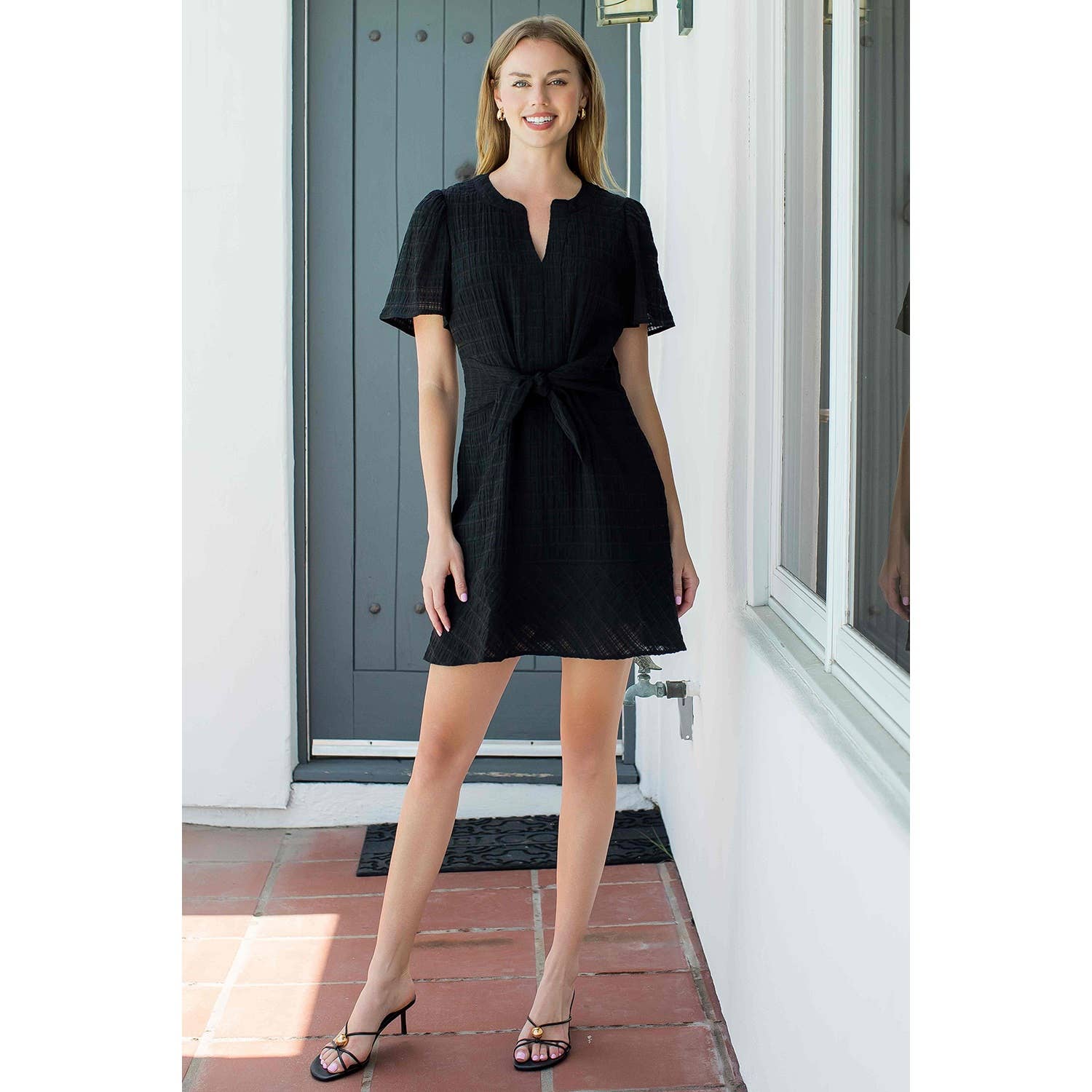 Short Sleeve Textured Dress