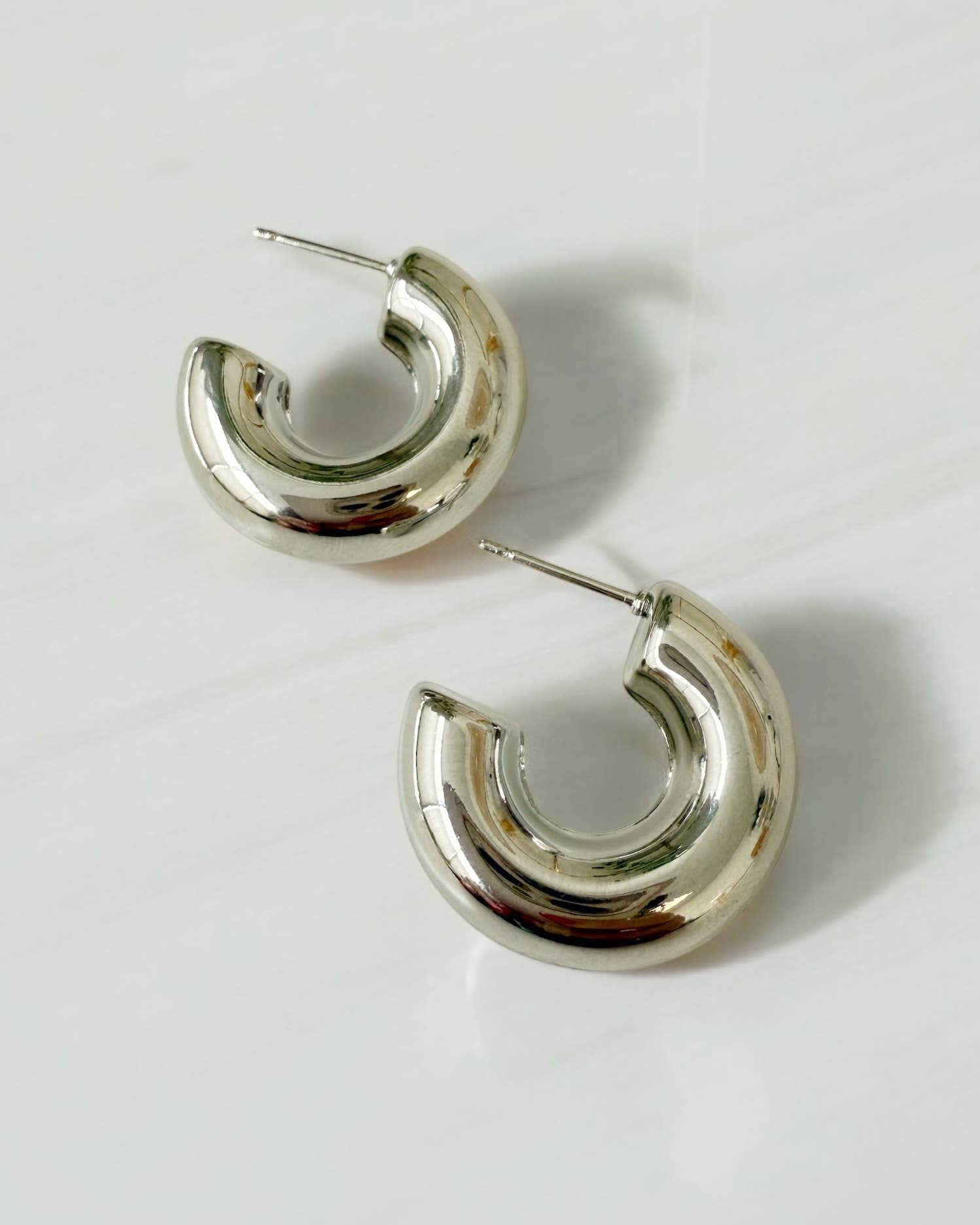 Ellie Chunky Tube Hoops Earrings Gold Filled Silver