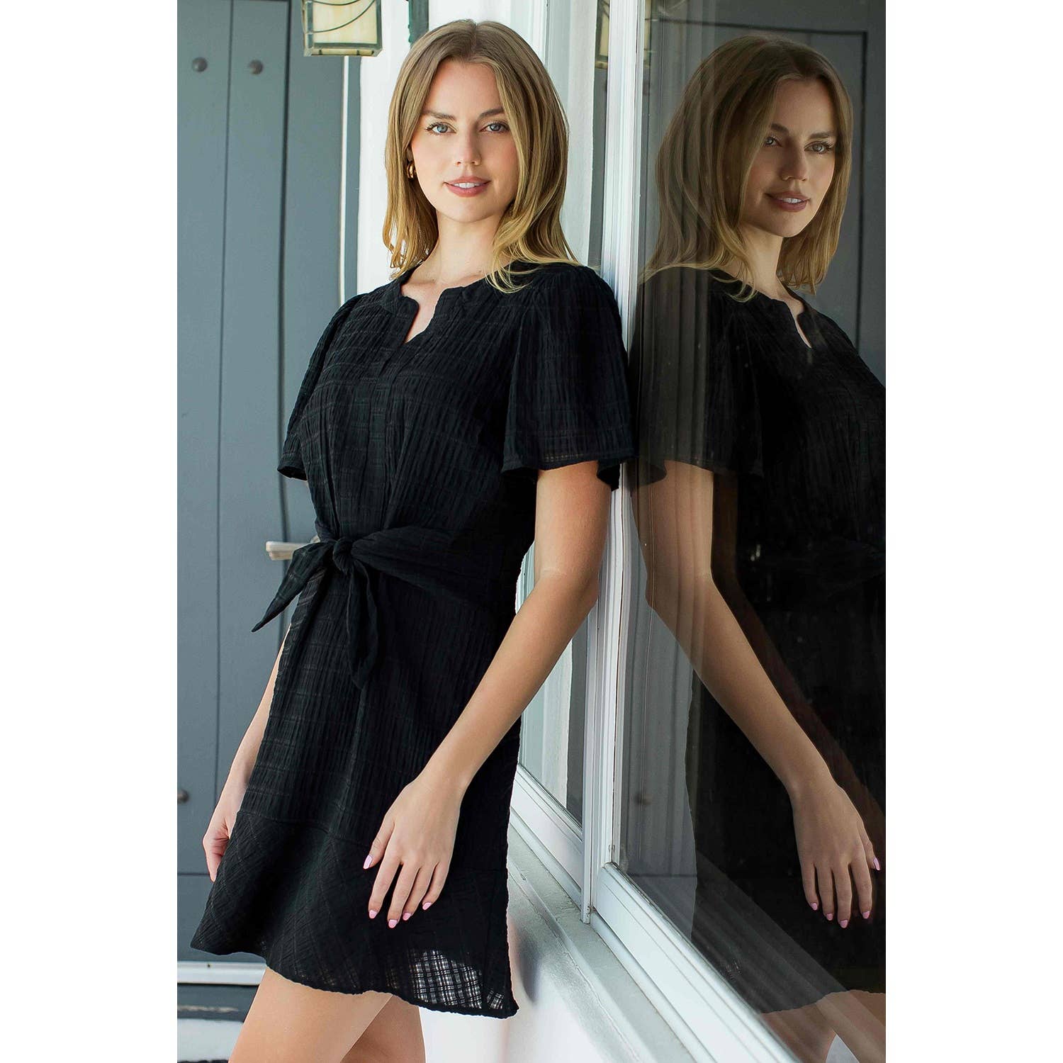 Short Sleeve Textured Dress