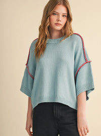 Short Sleeve Sweater Blanket Stitch