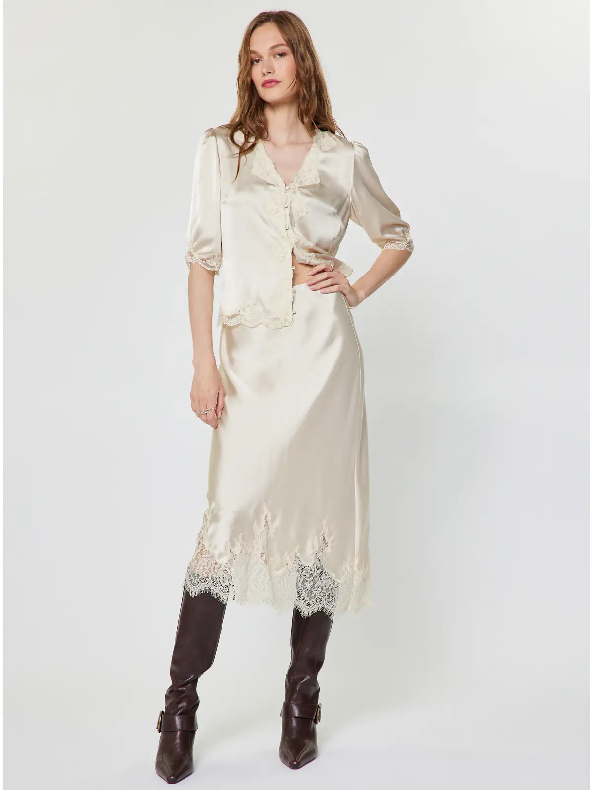 Current Air Lace Hem Skirt