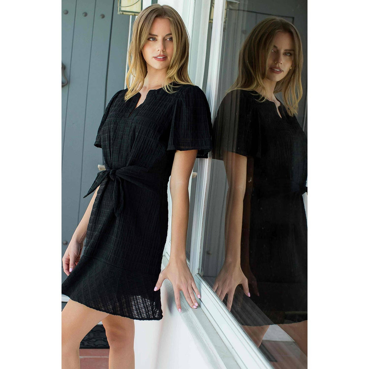 Short Sleeve Textured Dress