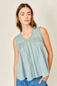 Bohemian Sleeveless Cotton Lace Blouse