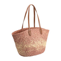 Sunset Blush Straw Tote Bag