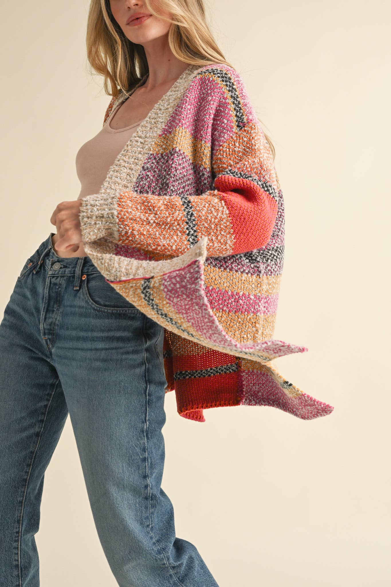 Oversized Color Block Cardigan