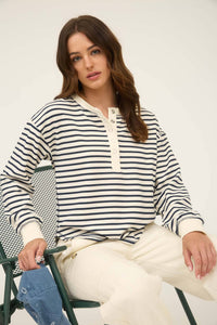 Stripe Snap Button Henley