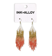 Claire Ombre Beaded Fringe Earrings Coral