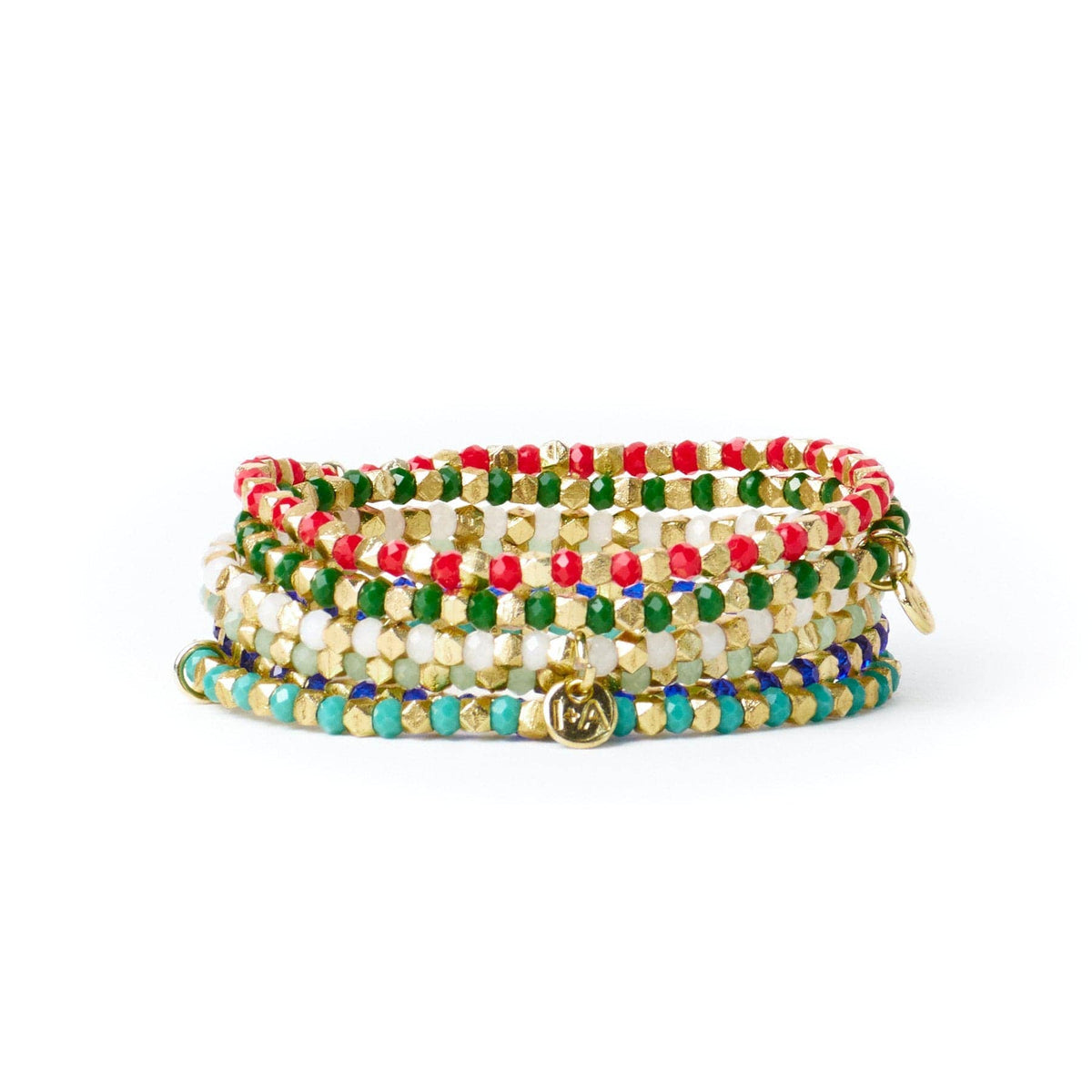 Louise Crystal Stretch Bracelet Mint + Gold