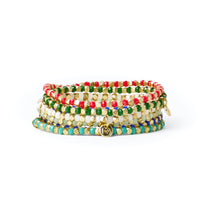 Louise Crystal Stretch Bracelet Mint + Gold