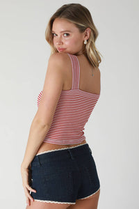 Modal Striped Square Crop Top