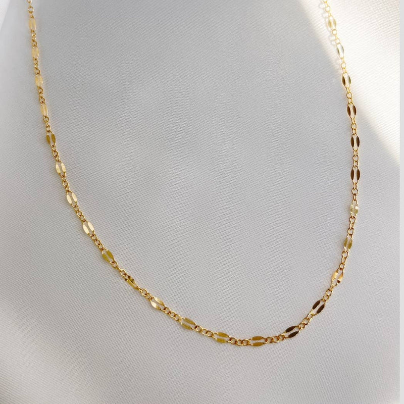 Kamryn Dapped Sequin Layering Chain Necklace Gold Filled 18"