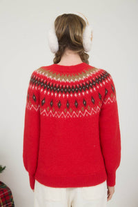 Fuzzy Faire Isle Crew Neck Sweater
