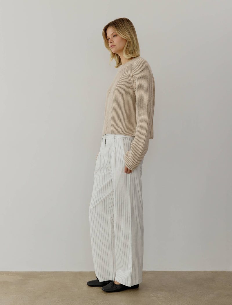 The Devin Sweater | Two Tone Cropped  Ribbed Sweater