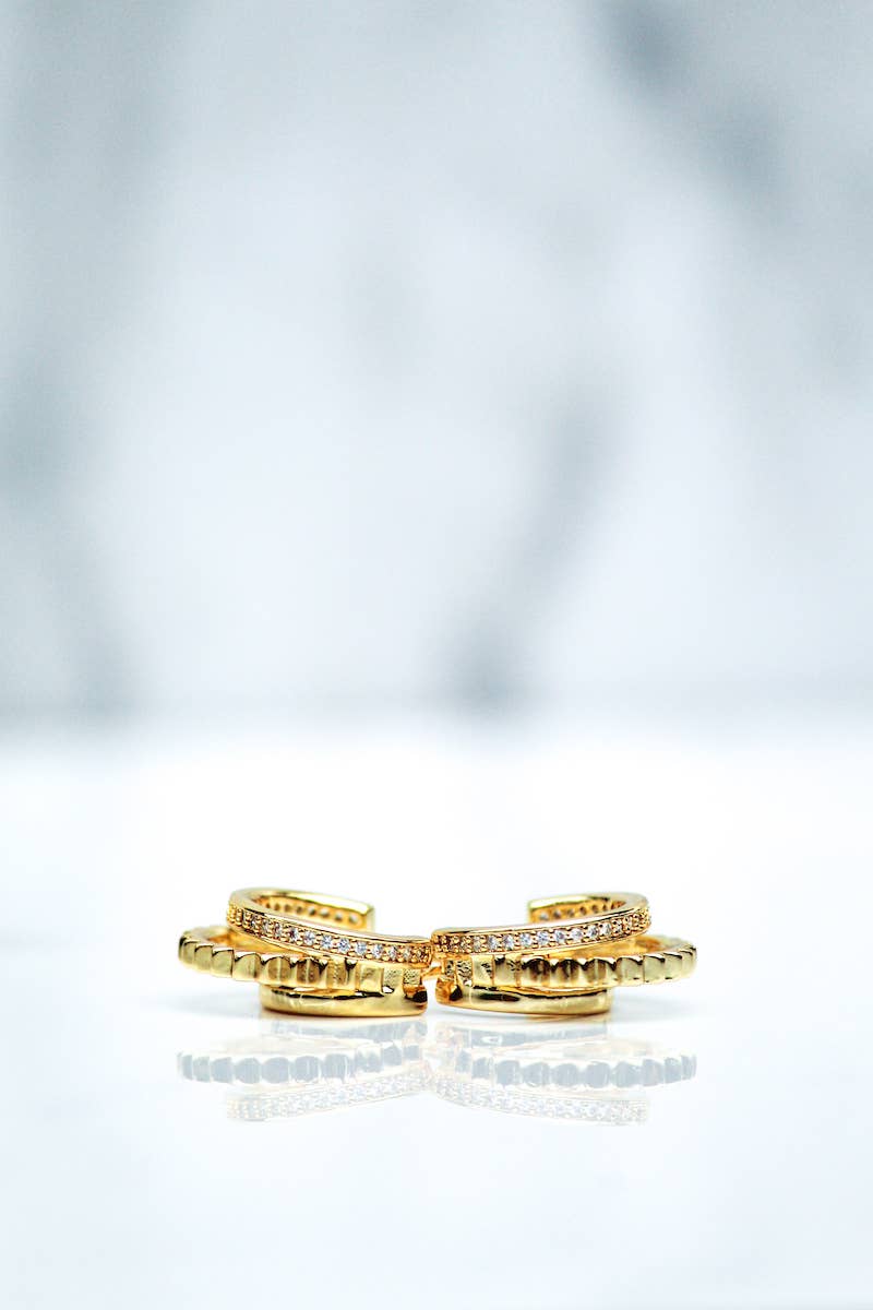 TRIPLE THREAT HUGGIES- 14K GOLD VERMEIL