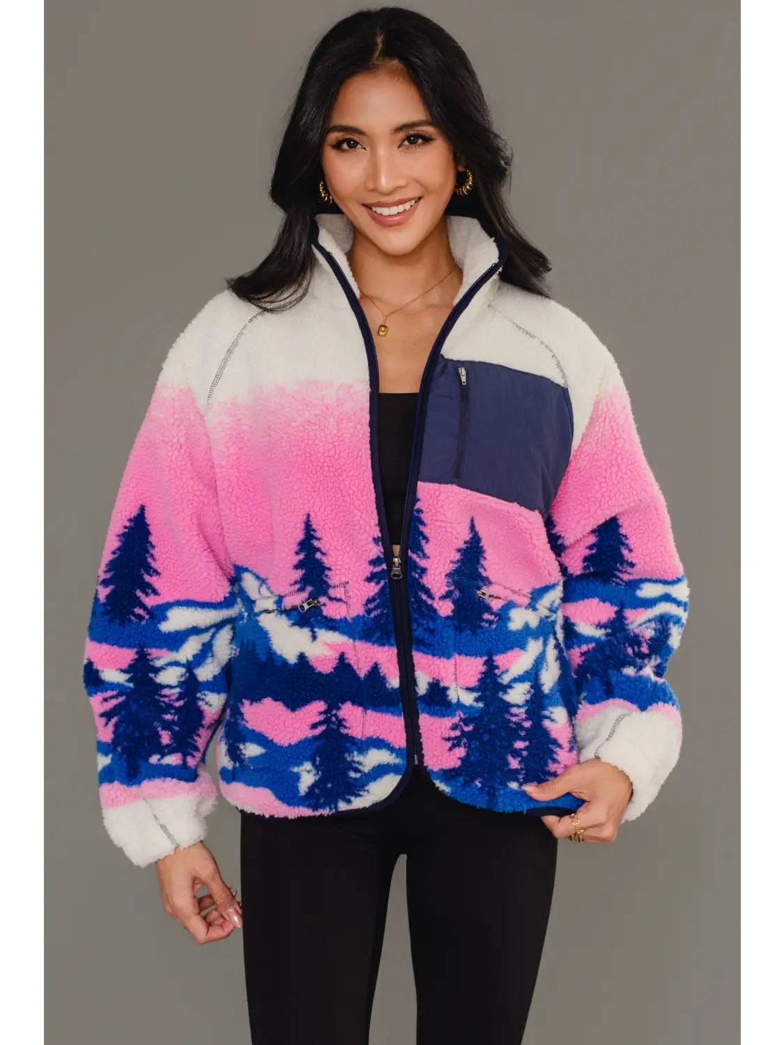 Mountain Scene Fleece Jacket